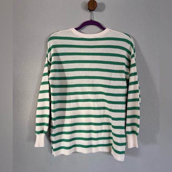CREAM SWEATER W/BOLD RED/GREEN STRIPE main image 0